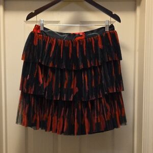 Anthropologie Black and Red Pleated Mini Skirt. A-8.
